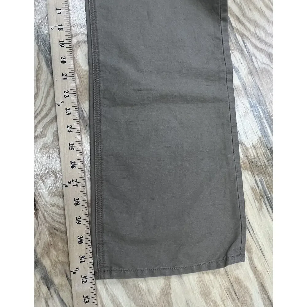 Banana Republic Mens Linen Blend Straight Leg Pants Size 35X32 Brown Beach